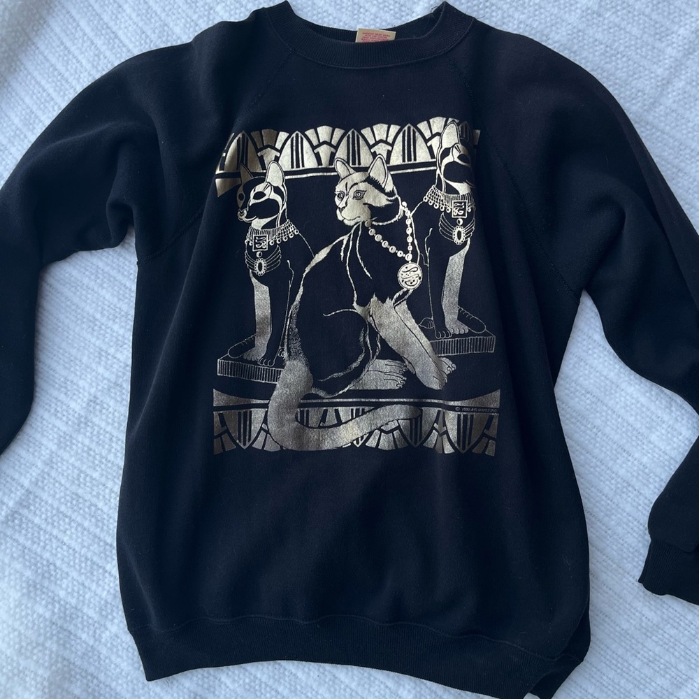 Vintage 80s Airwaves Egyptian Cat Sweatshirt